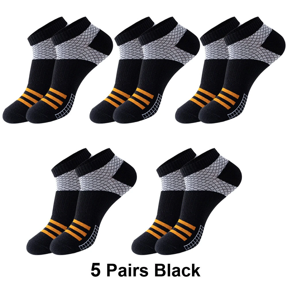 (image for) 5 Pairs Low Cut Men Socks Breathable Sports Socks Cotton Blend Mens Ankle Socks Anti Odor & Sweat Absorption Short Socks, For Spring Summer Autumn