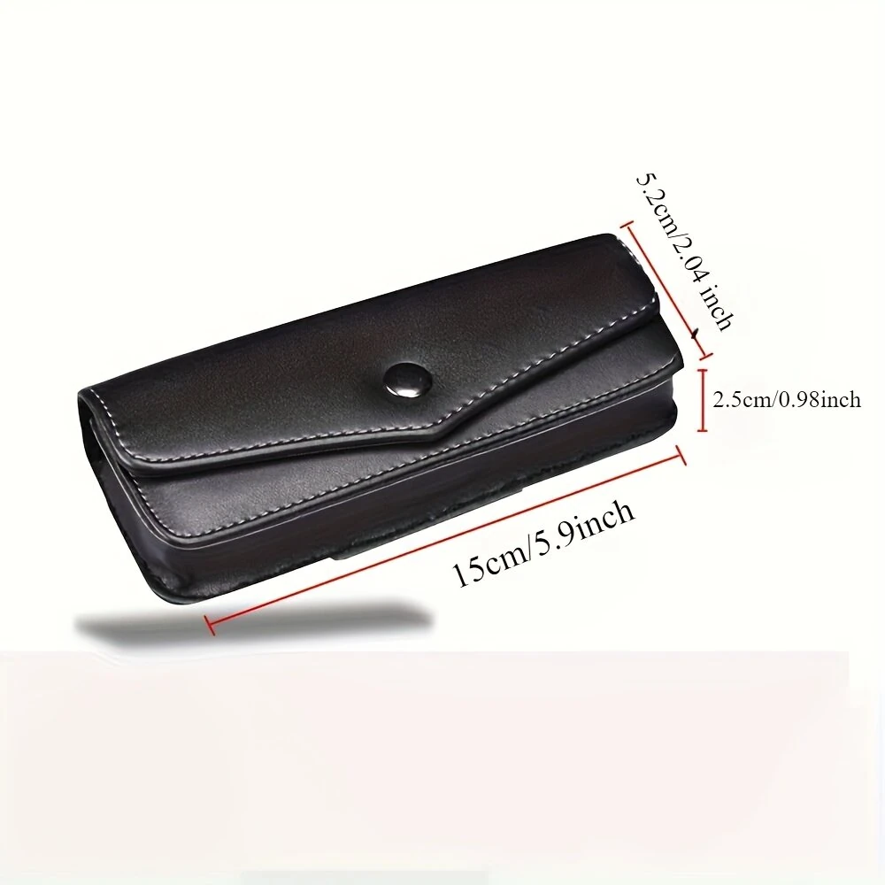(image for) Hasp Reading Glasses Case Hung On the Belt Leather Waistpack Sunglasses Storage Box for Everyday Use